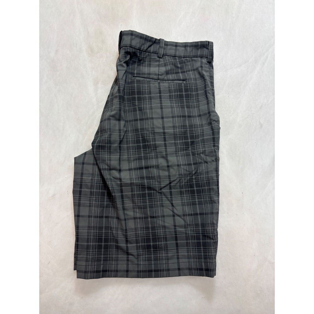 Nike Golf Dri-FIT Plaid Shorts Mens 40 Gray Black Athletic Performance